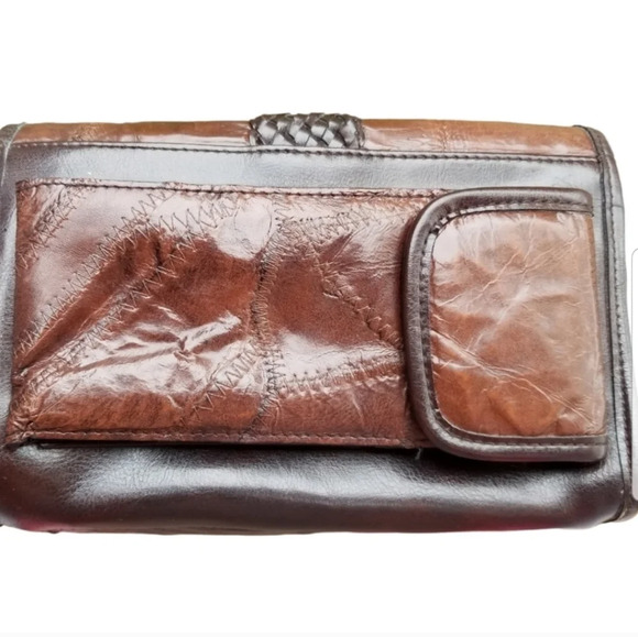MARC CHANTEL VINTAGE STITCH PATCHWORK LEATHER HANDBAG - Picture 2 of 9
